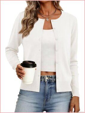 Lightweight Long Sleeve Button Down Knit Cardigan for Women